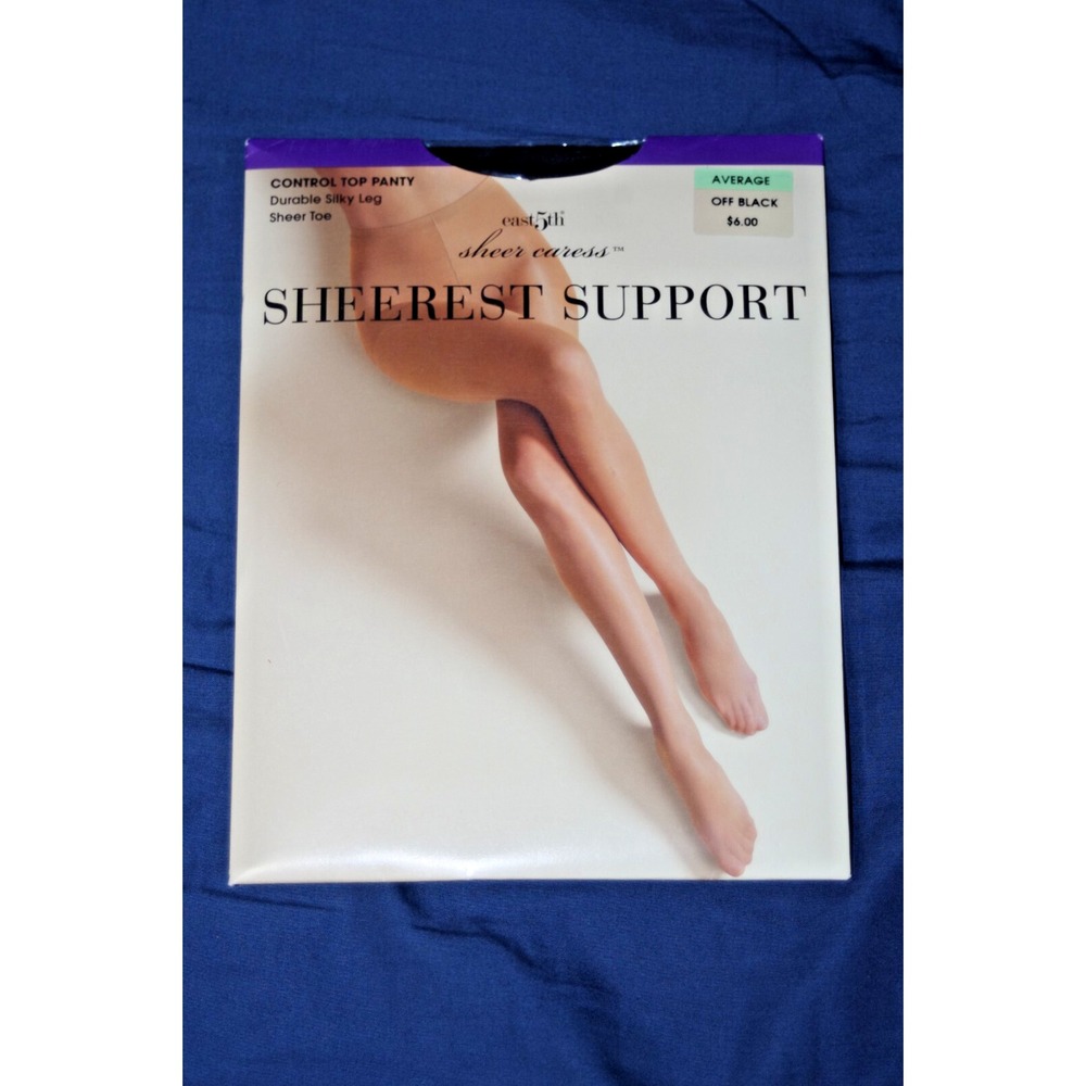 NOS Deadstock JCPenney Pantyhose East 5th Sheerest Support Off Black Avg. USA‎